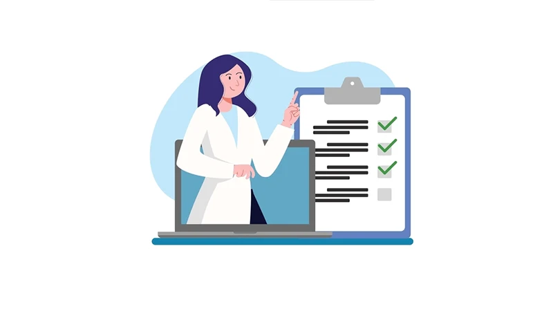 A simple checklist graphic with icons for food, clothing, and documents.