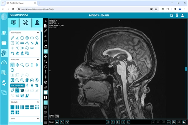 A code-like view of DICOM tag data
